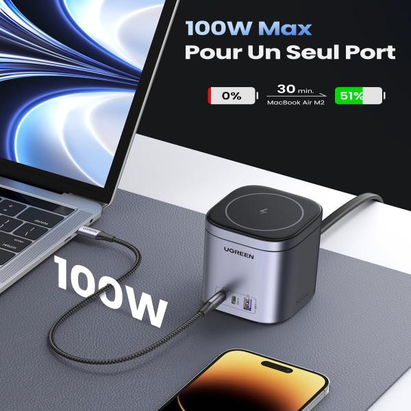 UGREEN CD342 (15076) 100W 2-in-1 GaN Charging Station image 4