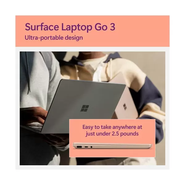 Microsoft Surface Laptop Go 3 Intel Core i5 1235U 8GB RAM, 256GB SSD 12.4 Inch PixelSense MultiTouch Display Sandstone Surface Go Laptop image 5