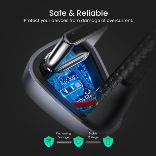 UGREEN 70315 Angled USB-C Male To USB2.0 A Male 3A Data Cable (180°Angle) - 2M image 3