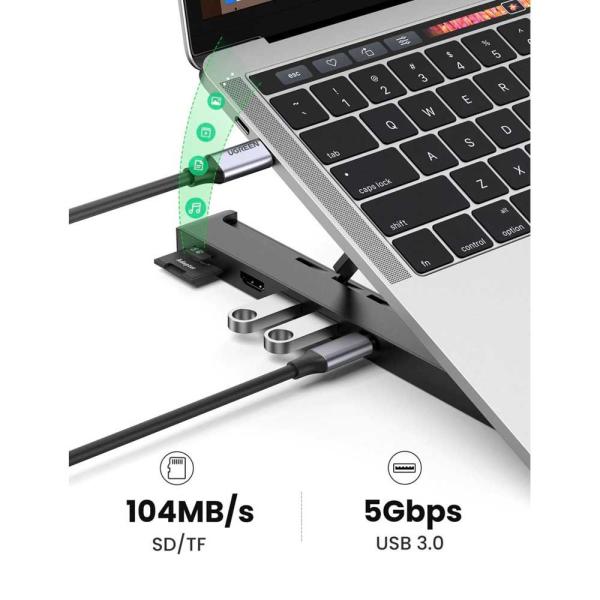 UGREEN CM359 (80551) Black Laptop Stand with 5-in-1 Docking Station image 6