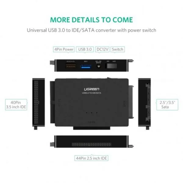 Ugreen 30353 IDE Adapter USB 3.0 to Sata IDE Hard Drive Converter Combo image 2