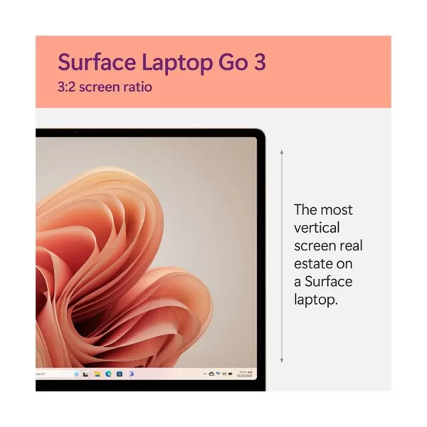 Microsoft Surface Laptop Go 3 Intel Core i5 1235U 8GB RAM, 256GB SSD 12.4 Inch PixelSense MultiTouch Display Sandstone Surface Go Laptop image 3