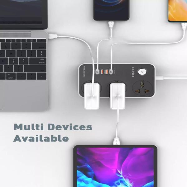 LDNIO 38W PD20W Power Strip 3 Socket Outlets and 3 QC 3.0 USB SC3412 image 2