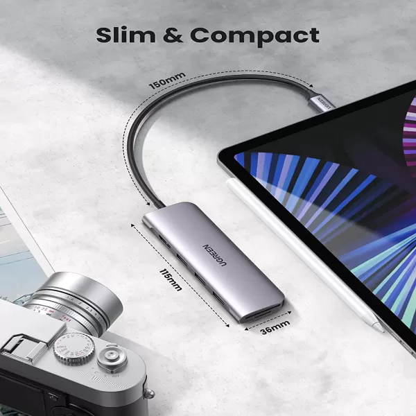 UGREEN CM195 (70411) (6-in-1) USB-C to 2 Ports USB3.0-A Hub + HDMI + TF/SD Hub image 4