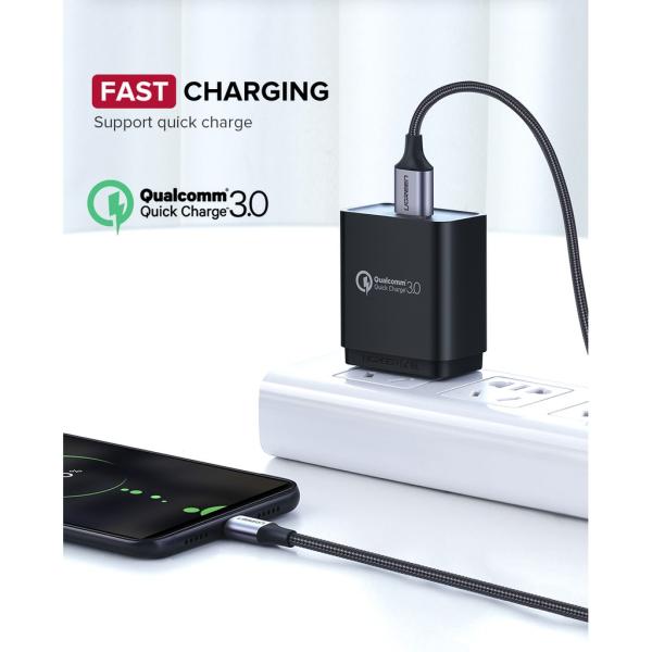 UGREEN US290 (60148) USB 2.0 A to Micro USB Cable Nickel Plating Aluminum Braid 2m (Black) image 3