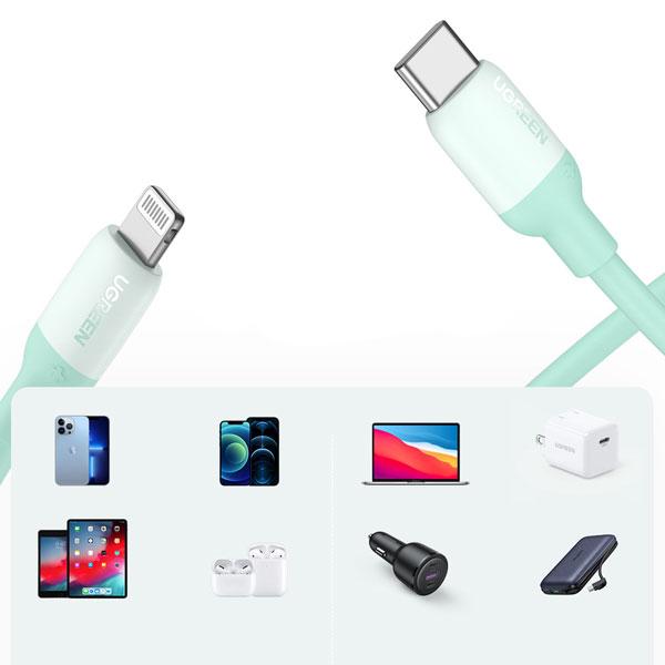 UGREEN US387 (20308) USB-C to Lightning Silicone Cable 1m (Green) image 2