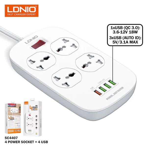 Ldnio 2 Pin 4 Port White Power Strip #SC4407(4 x USB) image 2