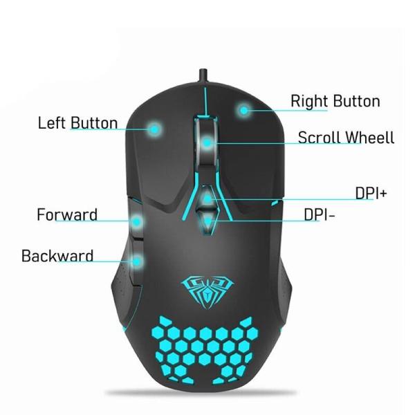 AULA F809 Backlit Macro Programming Honeycomb Wired Gaming Mouse image 2