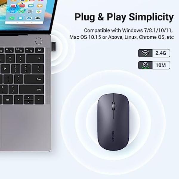 UGREEN MU001 2.4GHz WIRRELESS & BLUETOOTH MUTE MOUSE WITH 4000DPI image 3
