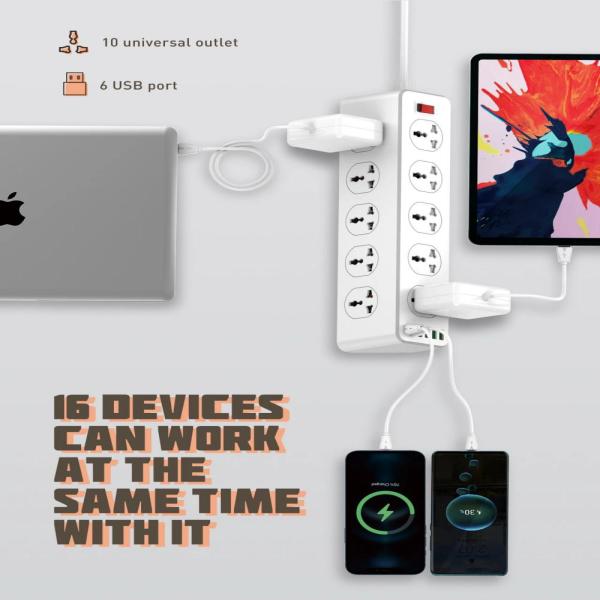 LDNIO SC10610 30W 6-Port USB Charger Power Strip image 5