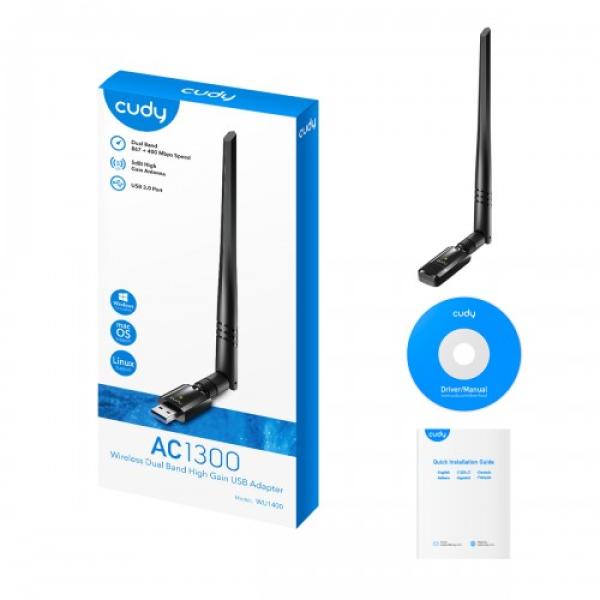 Cudy WU1400 Dual Band 1300mbps USB Wi-Fi Adapter image 2