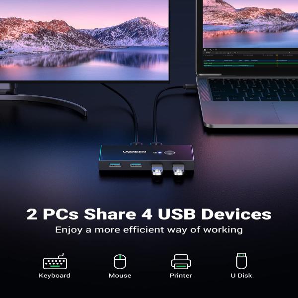 UGREEN US216 (30768) 2-in-4 USB 3.0 Sharing Switch Box image 6