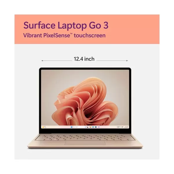 Microsoft Surface Laptop Go 3 Intel Core i5 1235U 8GB RAM, 256GB SSD 12.4 Inch PixelSense MultiTouch Display Sandstone Surface Go Laptop image 2