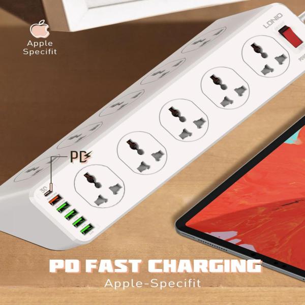 LDNIO SC10610 30W 6-Port USB Charger Power Strip image 3