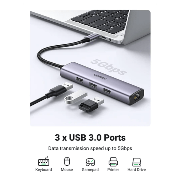 UGREEN CM475 5 in 1 Ethernet Adapter Hub (20932)UGREEN CM475 5 in 1 Ethernet Adapter Hub (20932) image 2