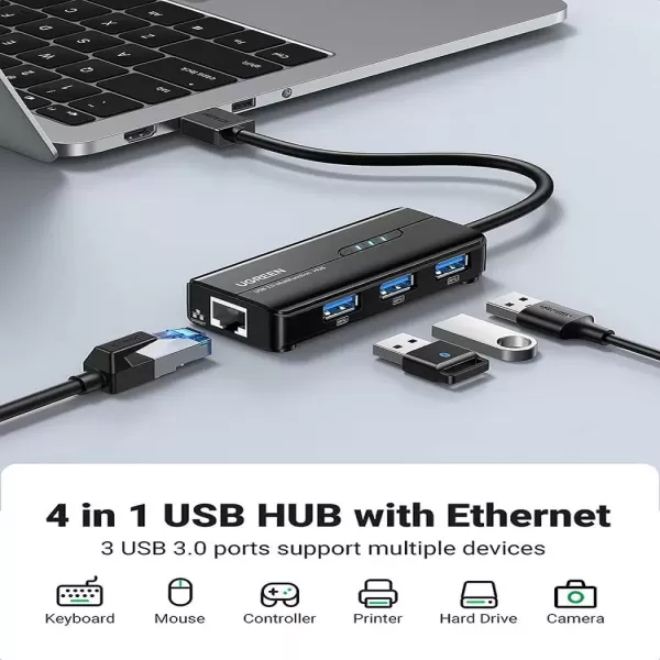 UGREEN 20265 USB 3.0 Hub with Gigabit Ethernet Adapter image 2