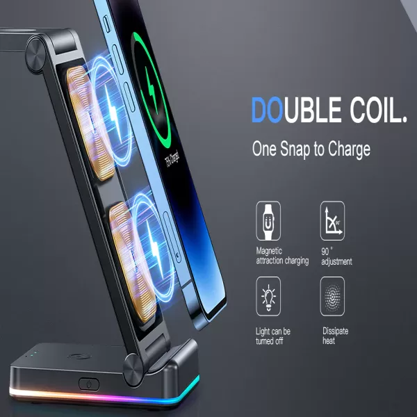 JOYROOM JR-WQN01 3 in 1 Foldable Wireless  Charging Station image 3