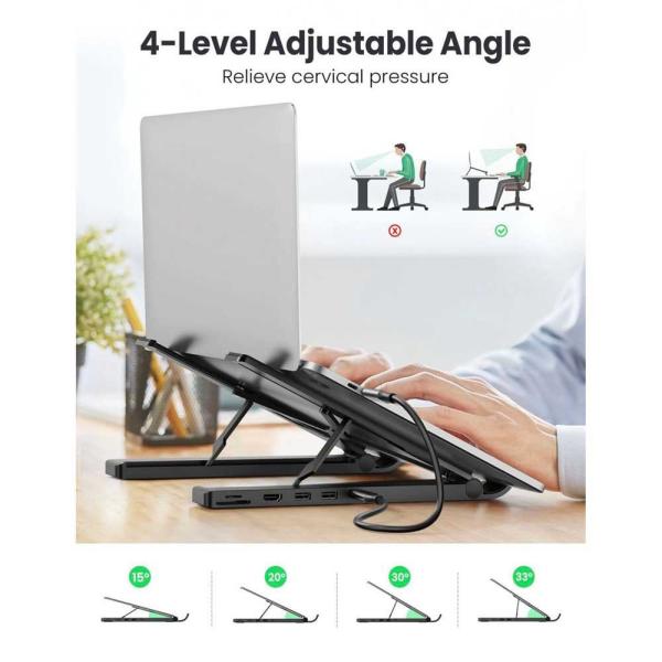 UGREEN CM359 (80551) Black Laptop Stand with 5-in-1 Docking Station image 3