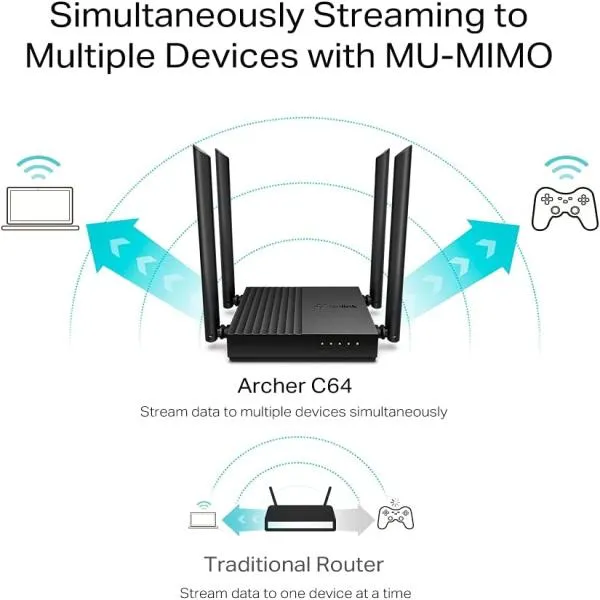 TP-Link Archer C64 AC1200 1200mbps Dual-Band Wireless MU-MIMO Gigabit WiFi Router image 2