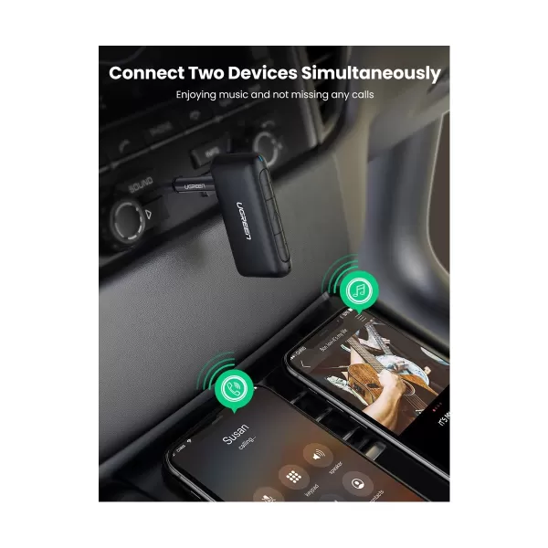 Ugreen CM276 (70303) 3.5mm Bluetooth 5.0 Black Audio Adapter image 5
