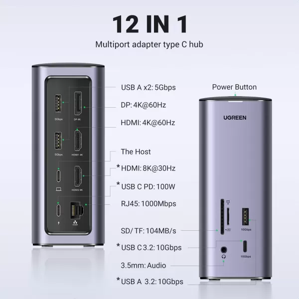 Ugreen CM555 (90325) Revodok Pro 12-in-1 4k HDMI Universal Docking Station image 3