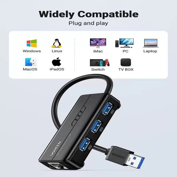 UGREEN 20265 USB 3.0 Hub with Gigabit Ethernet Adapter image 3