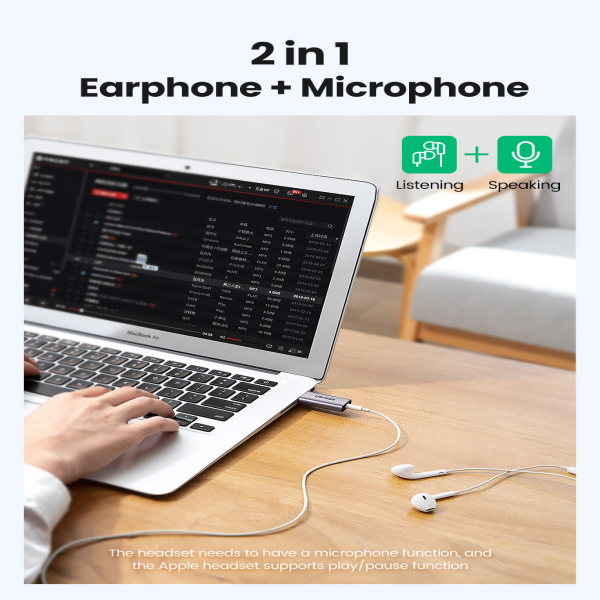 Ugreen USB to Audio Jack USB External Sound Card 3.5mm Audio Adapter image 8
