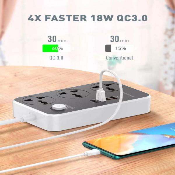 LDNIO 38W PD20W Power Strip 3 Socket Outlets and 3 QC 3.0 USB SC3412 image 4