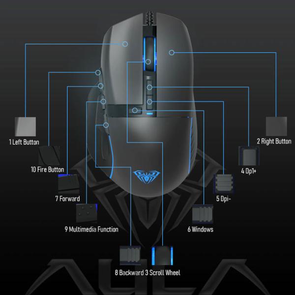 AULA F808 USB Wired Gaming Mouse image 2