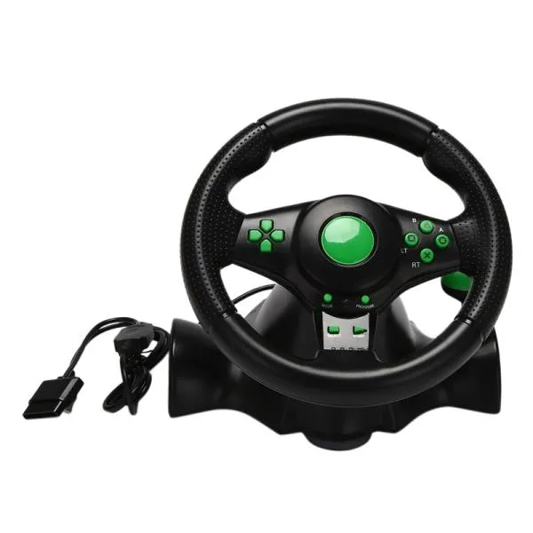 Gaming Vibration Racing Steering Wheel With Pedals Car Steering Wheel For PS3,PS2, PC USB image 2