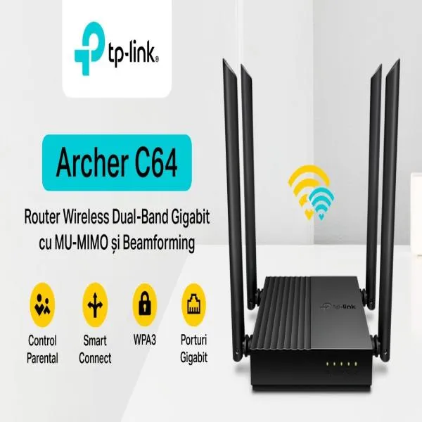 TP-Link Archer C64 AC1200 1200mbps Dual-Band Wireless MU-MIMO Gigabit WiFi Router image 3