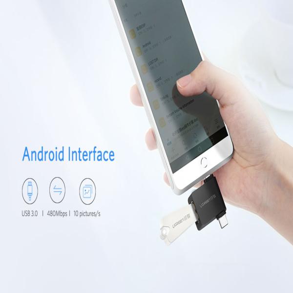 UGREEN 30453 2 in 1 Adapter Micro USB Male + USB Type C Male to USB 3.0 Female image 3