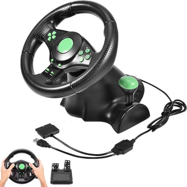 Gaming Vibration Racing Steering Wheel With Pedals Car Steering Wheel For PS3,PS2, PC USB