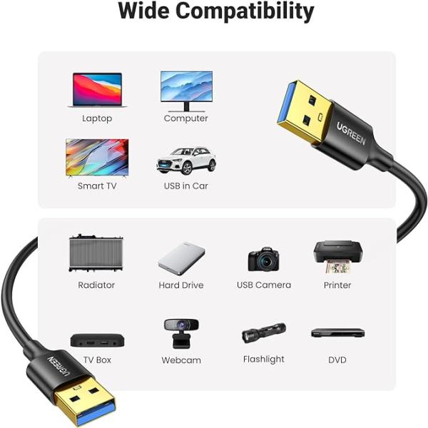 UGREEN USB 3.0 Cable 1.5FT, Nylon Braided Male to Male Cable, 5Gbps image 6
