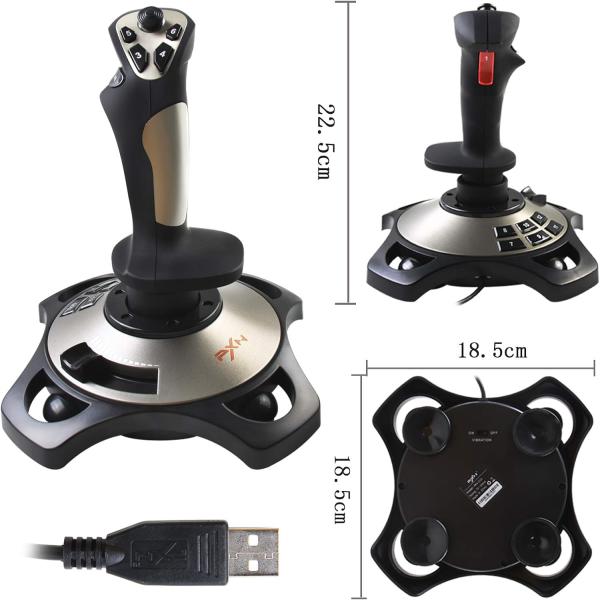 PXN 2113 PRO Flight Joystick with Vibration & Throttle - PC Wired Flight Stick image 2