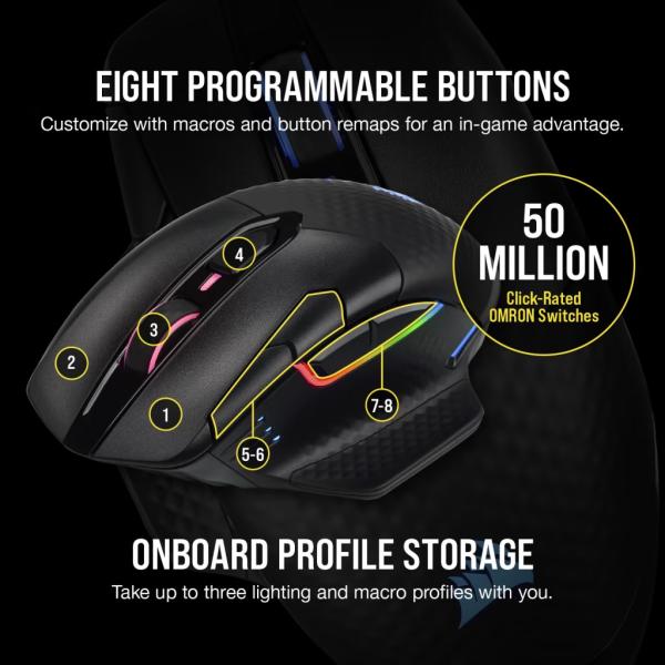 Corsair Dark Core RGB PRO SE Wireless Gaming Mouse image 7