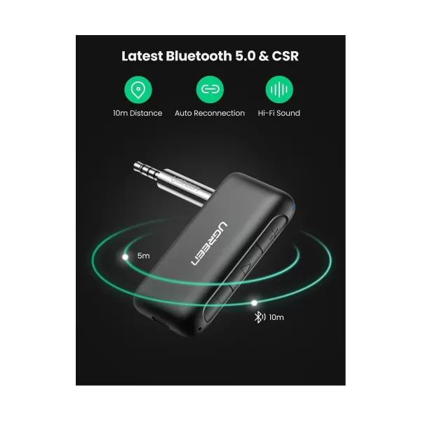 Ugreen CM276 (70303) 3.5mm Bluetooth 5.0 Black Audio Adapter image 4