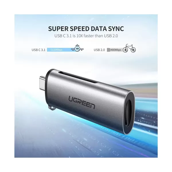 UGREEN CM184 (50704) USB-C +USB-A To TF/SD 3.0 Card Reader image 3